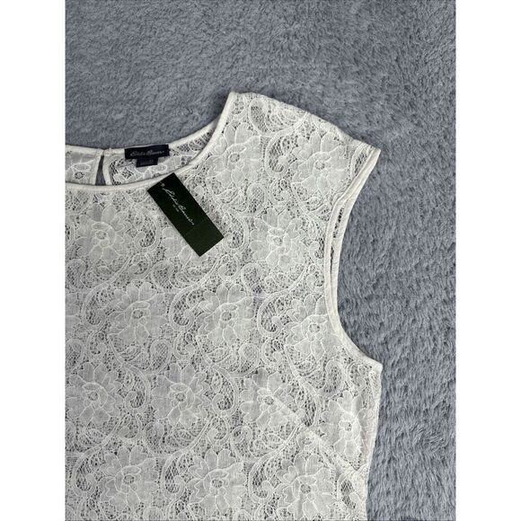 Eddie Bauer Women's Fairy Whimsy Feminine Sheer Lace Cap Sleeve Top XL Cream - Picture 4 of 13